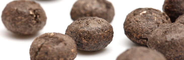 Rabbit excrement isolated over white