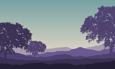Stunning natural scenery in the countryside in the morning. Vector illustration