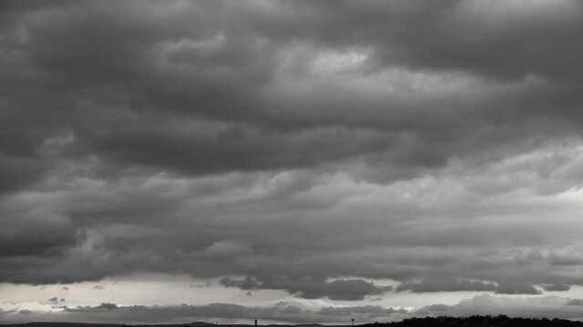 B Roll Timelapse Footage Sky and Black and White Cloud. black clouds moving fast in the dramatic sky. dark storm. Cloudy sad nature. storm clouds during the day horrible weather bad day