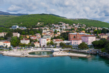 Fototapeta na wymiar Aerial view of Opatija town in Croatia