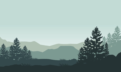 Beautiful Mountain views in the countryside at sunrises. Vector illustration