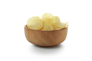 Bowl with chips isolated on white background
