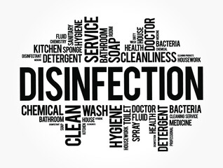 Disinfection word cloud collage, health concept background