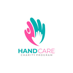 Hand people charity design vector, simple icon , social logo