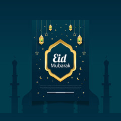 Eid Mubarak Deep Green Flyer  Design