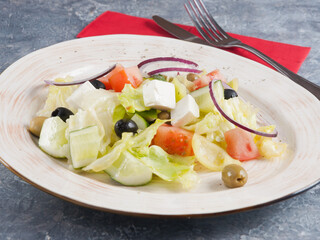 Greek salad. traditional salad of a healthy diet