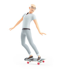 Fototapeta premium 3d senior man doing skateboard