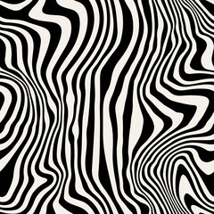 Vector seamless pattern. Abstract distorted striped texture with monochrome curved stripes. Creative wavy background. Decorative design with distortion effect. Can be used as swatch for illustrator. 