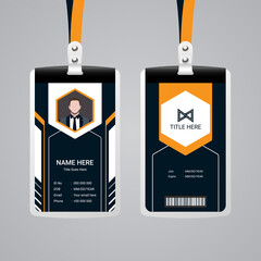 Staff id card set vector design illustration. Professional employee identity badge with man avatar. Vector EPS 10.