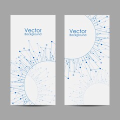 Set of banners with connected lines and dots.
