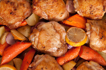 roasted chicken thighs platter
