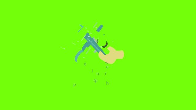 Pipe wrench icon animation cartoon object on green screen background