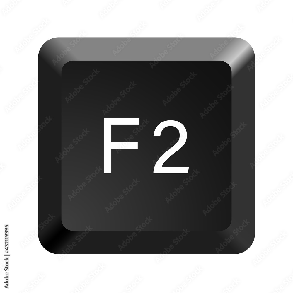 Fototapete key with with f2 symbol. black computer keyboard. button icon vector illustration.