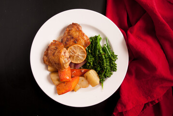 roasted chicken thigh dinner