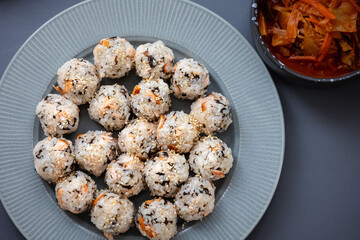 top view Ju Mok Bap (korean rice balls)