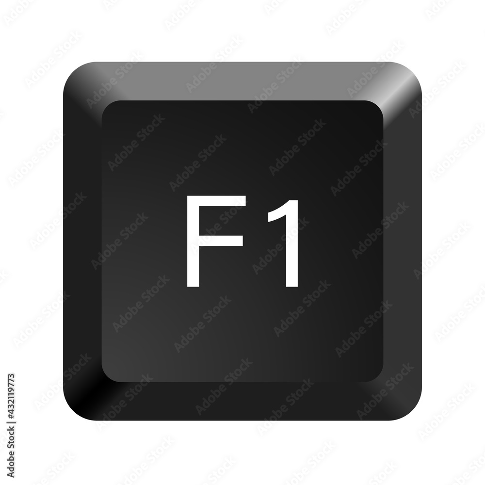 Fototapete key with with f1 symbol. black computer keyboard. button icon vector illustration.