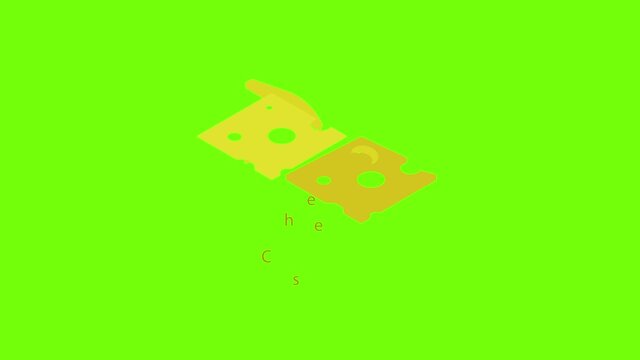 Cheese icon animation cartoon object on green screen background