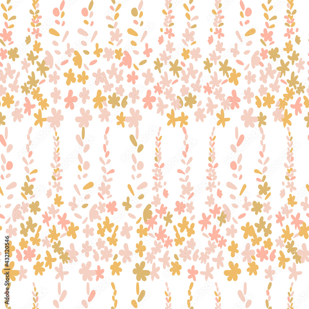 Poster floral vector seamless pattern. simple stylized flowers and leaves background made with clipping mas