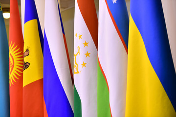 IPA CIS, flag of CIS, CSTO, flags of ASIA, flag of Kazakhstan, Russia, Azerbaijan, Armenia, Kyrgyzstan, Tajikistan, international meeting