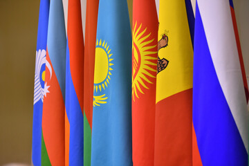 IPA CIS, flag of CIS, CSTO, flags of ASIA, flag of Kazakhstan, Russia, Azerbaijan, Armenia, Kyrgyzstan, Tajikistan, international meeting
