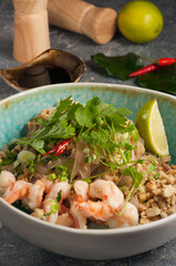 pad Thai noodles with shrimp and peanuts. Asian cuisine