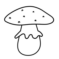 Poisonous mushroom. Amanita, toadstool. Vector illustration in doodle style.