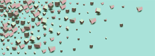 Pink and Gray Brick Vector Blue Background. Metal Confetti Pattern. Pastel Block Graphic Paper. Shiny Box Image.