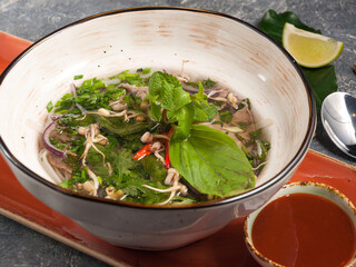 popular Vietnamese and Asian fo Bo soup with beef