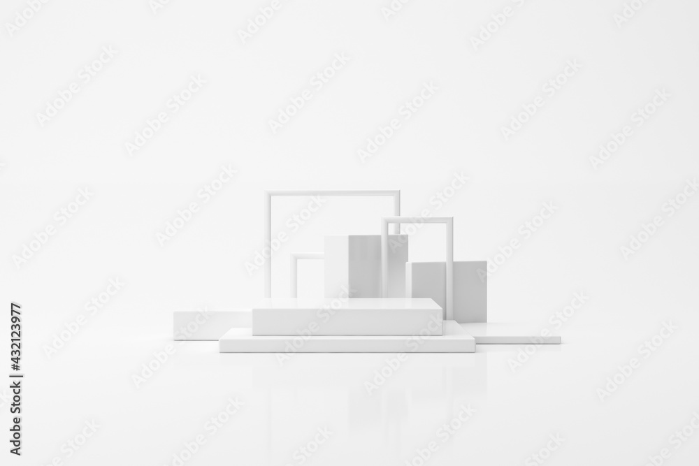 Aufkleber Abstract geometry object on white background.3D rendering.