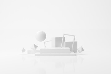 Abstract geometry object on white background.3D rendering.