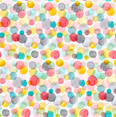 Hand-drawn watercolor multicolored circles background
