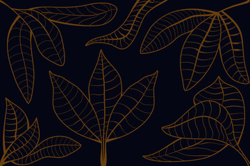 Luxury Golden leaf botanical modern art deco wallpaper background vector. Line art background design for interior design, vector arts, fashion textile patterns, textures, posters, wrappers, gifts, etc