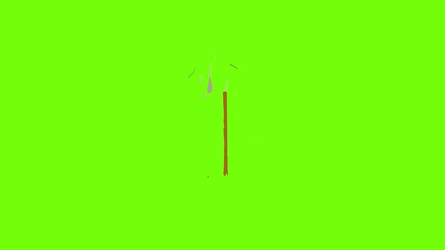 Spear icon animation cartoon object on green screen background