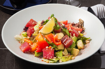 beautiful and delicious poke with tuna. Organic food