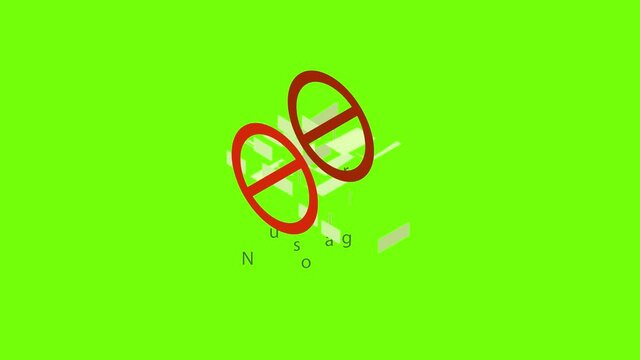No sugar icon animation cartoon object on green screen background