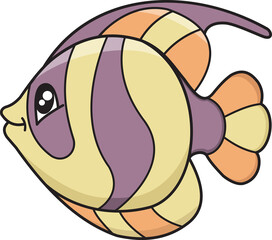 Cartoon illustration ofunderwater,sea fish. Cute and funny cartoon characters. Illustration for children.