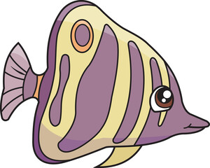 
Cartoon illustration of funny sea fish Butterfly-fish. Cute and funny cartoon characters. Illustration for children
