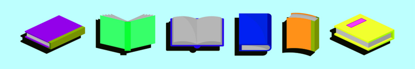 set of book cartoon icon design template with various models. vector illustration isolated on blue background