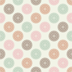 Shapes made of curved stripes. Mosaic with geometric shapes. Seamless pattern. Design with manual hatching. Textile. Ethnic boho ornament. Vector illustration for web design or print.