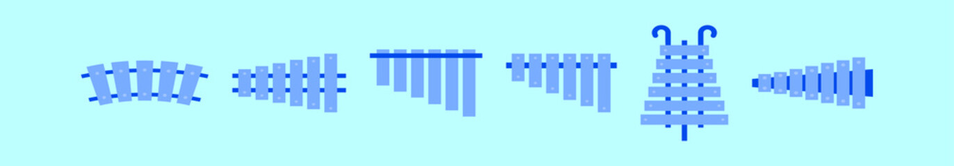 set of marimba cartoon icon design template with various models. vector illustration isolated on blue background