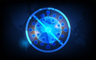 covid 19 background, Overall condition corona virus, Destroy the world, futuristic digital innovation background vector illustration