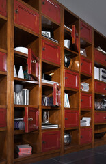 Fototapeta na wymiar Detail of a wooden bookcase 