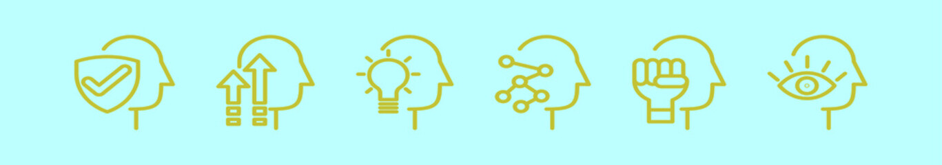 set of integrity cartoon icon design template with various models. vector illustration isolated on blue background