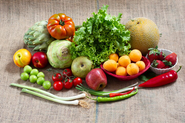mixed fresh vegetables and fruits