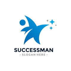 Success people logo template design. Shapes a clean star logo. The concept of rising, advancing, developing, success, etc.