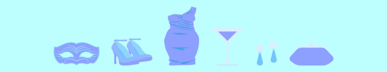 set of masquerade ball holiday cartoon icon design template with various models. vector illustration isolated on blue background