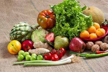 mixed fresh vegetables and fruits