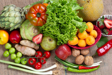 mixed fresh vegetables and fruits