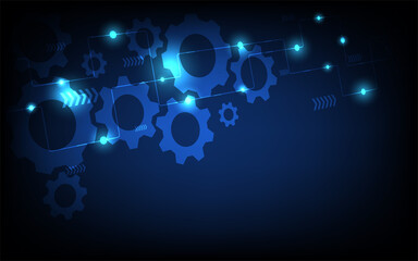 Cogs and gear wheel mechanisms. Hi-tech digital technologyconcept, futuristic digital innovation background vector illustration