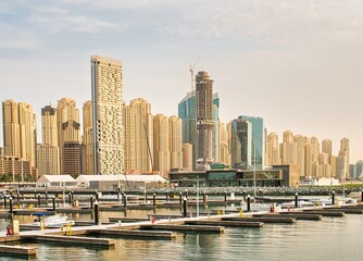 Fototapeta na wymiar architectural landscape of the coast of the city of Dubai